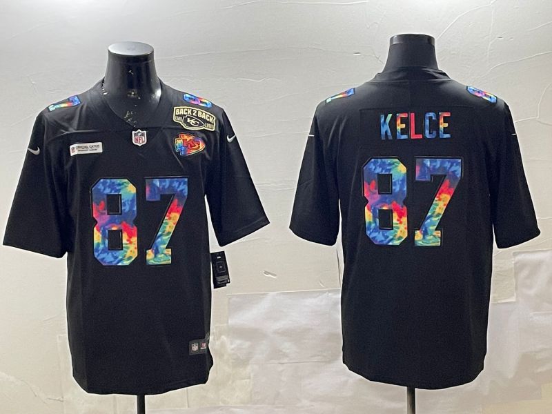 Men Kansas City Chiefs #87 Kelce Black Rainbow 2025 Nike Limited NFL Jersey style 5->kansas city chiefs->NFL Jersey